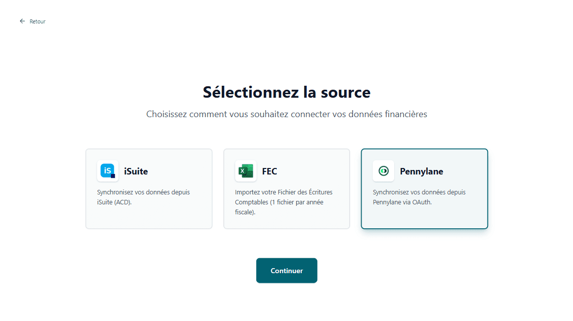 Sélection de la source de données Pennylane
